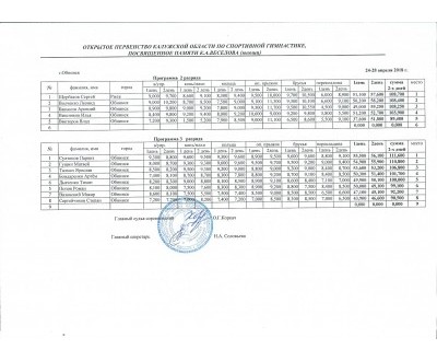 Открытое первенство Калужской области по спортивной гимнастике ,посвященное памяти К.А. Веселова 24-28 апреля 2018 г. №2
